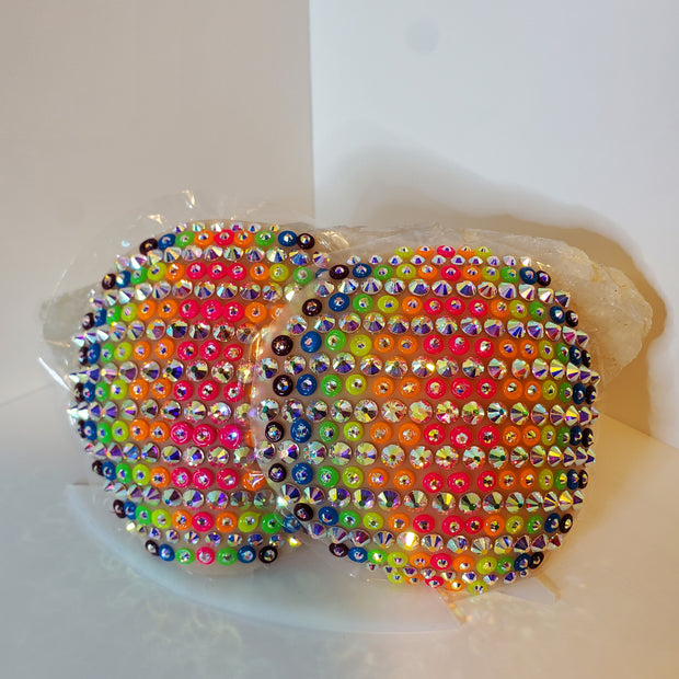 Neon Rainbow Gradient Disco Crystal Pasties