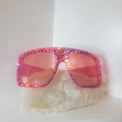 Chunky Pink Crystallized Sunglasses