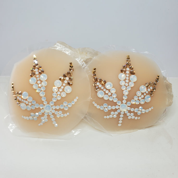 White Opal & Gold Mary Jane Bling Pasties