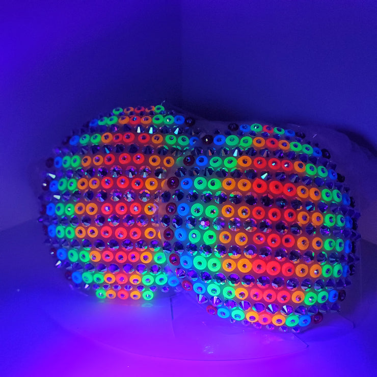 Neon Rainbow Gradient Disco Crystal Pasties