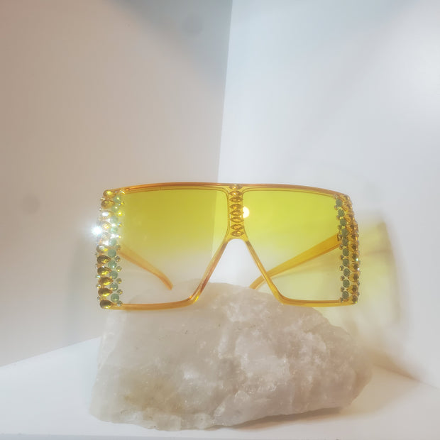 Super Fly Yellow Crystallized Sunglasses