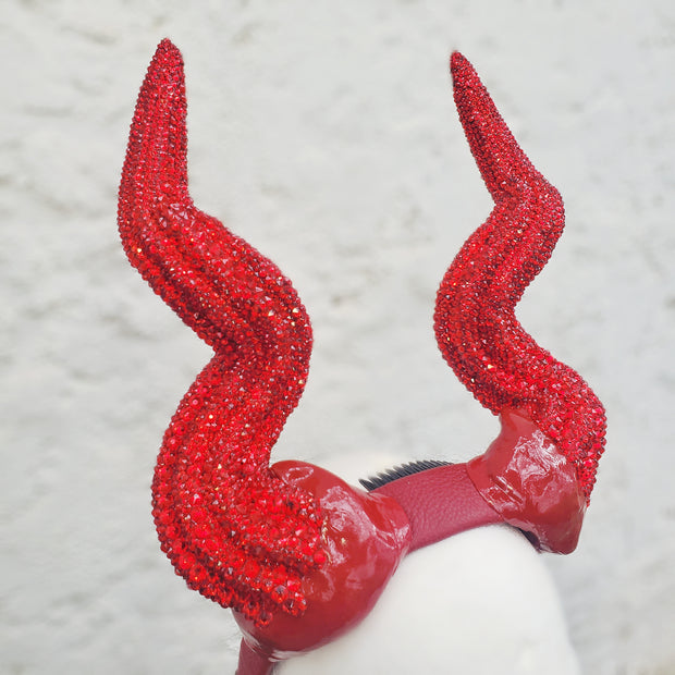 Red Swarovski Crystal Succubus Horns - buy at GoddessArmorBling.com